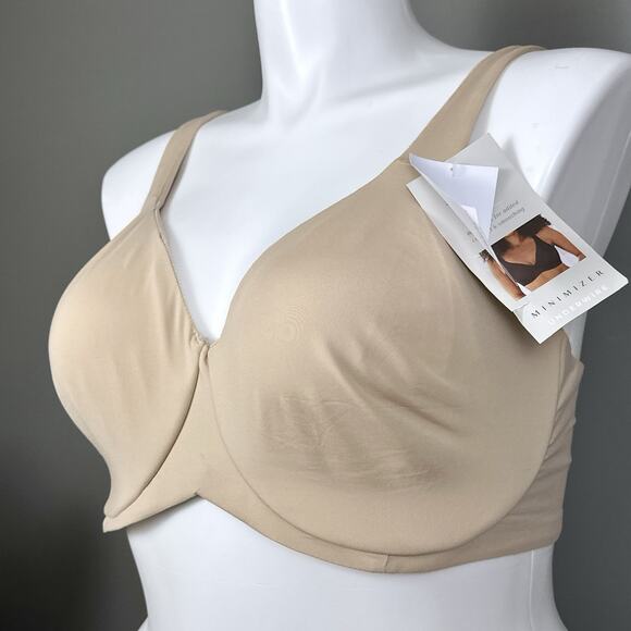 Beauty by BALI Women’s 40DDD Minimizer Underwire Bra DFB115 Smoothing Beige NEW - Picture 2 of 9